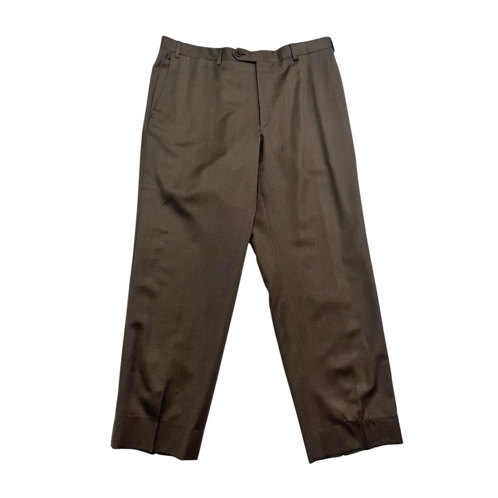Canali 1934 Italy 36x29 Brown Dress Suit Pants Trouser Wool Flat‎ Front Straight